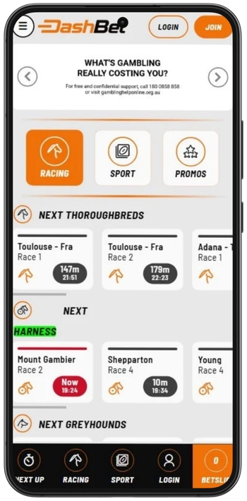 Open Dashbet website or app on your device